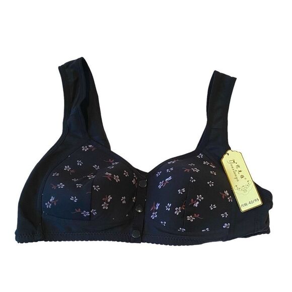 1221 Flower Printed Bra 38D Front Snap Closure Comfortable NWT - Picture 1 of 7
